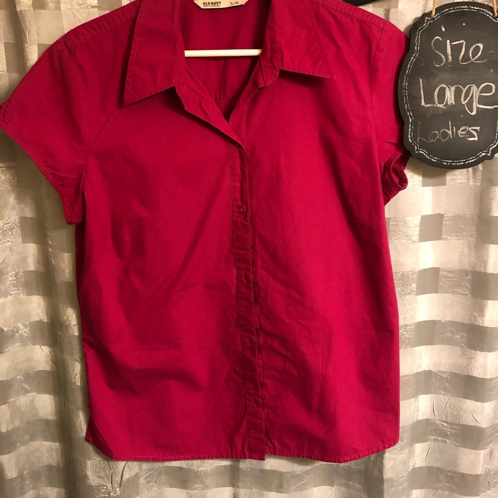 Old Navy Women's Button Down hot pink Shirt